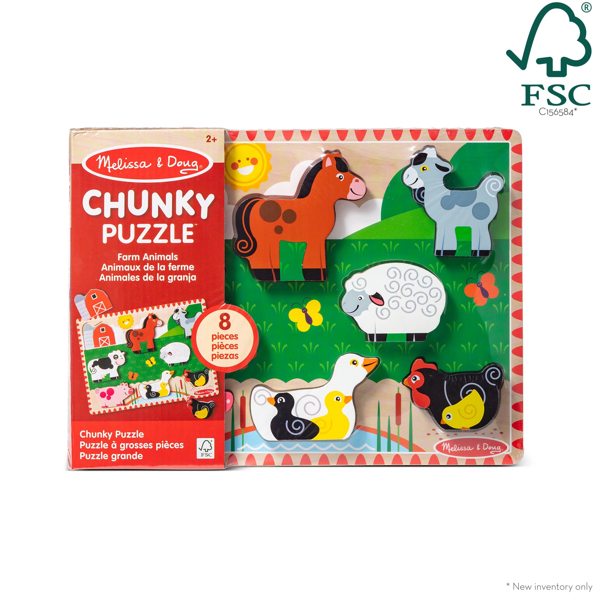Melissa & Doug Farm Animals Chunky Puzzle - 8 Pieces - Image 3