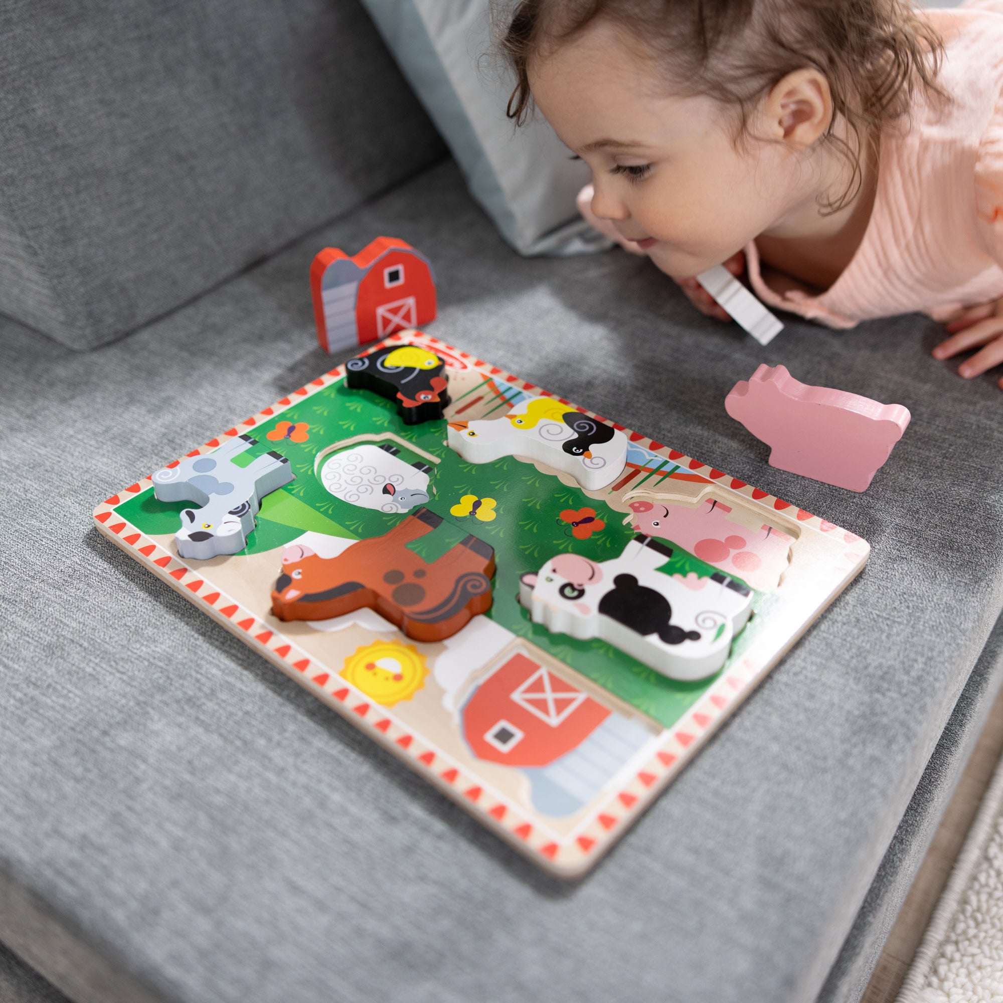 Melissa & Doug Farm Animals Chunky Puzzle - 8 Pieces - Image 2