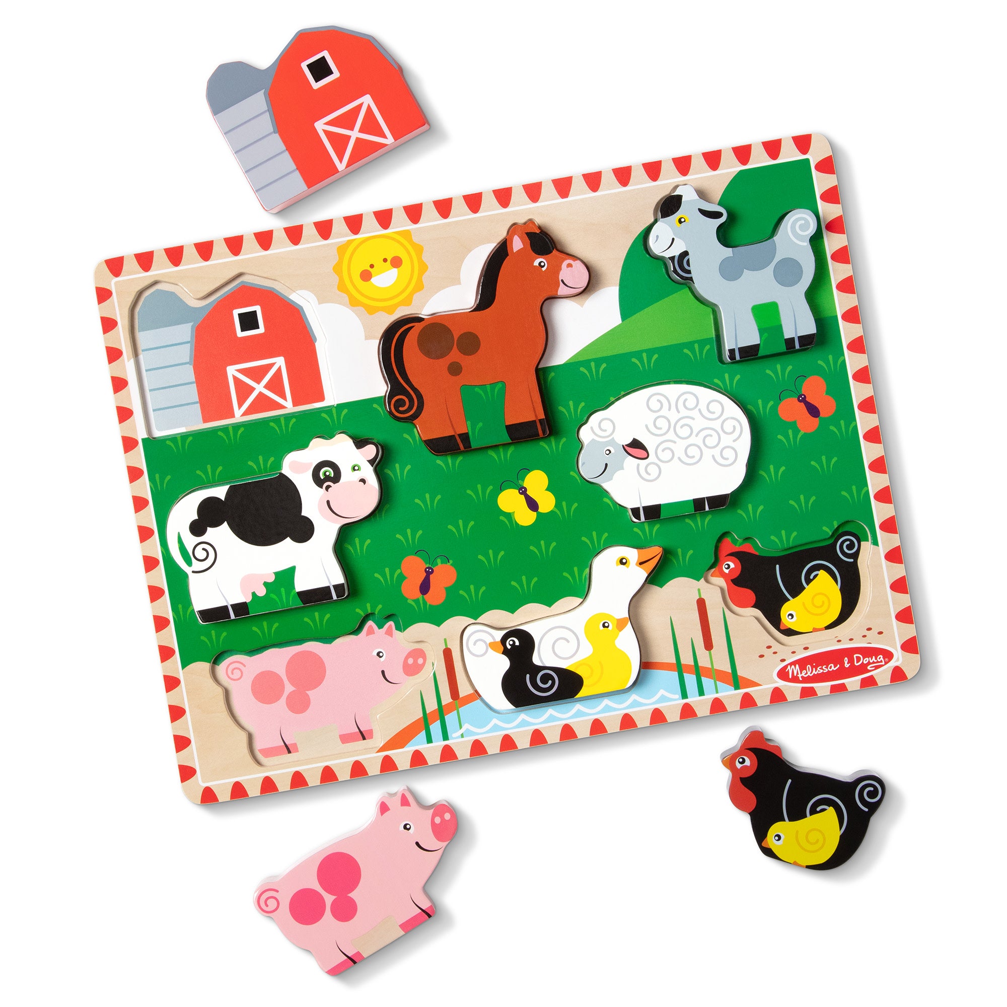 Melissa & Doug Farm Animals Chunky Puzzle - 8 Pieces - Image 4